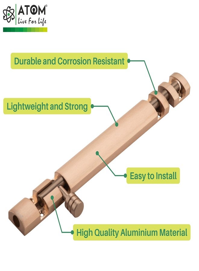 Atom 2 Pack, 8 inch Aluminum Tower Bolt | Rose Gold Finish | Home and Offices Doors and Windows Tower Bolt, TB002 - Image 4